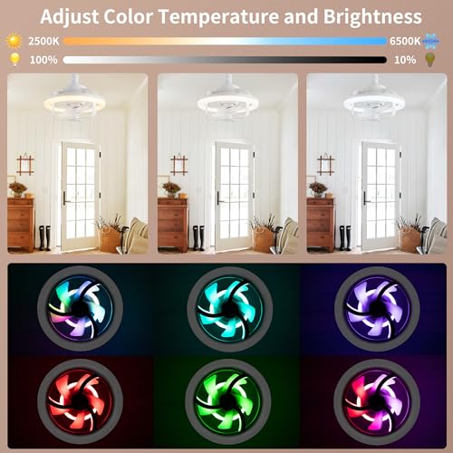 360 ° Rotating RGB Ceiling Fan Light 50W